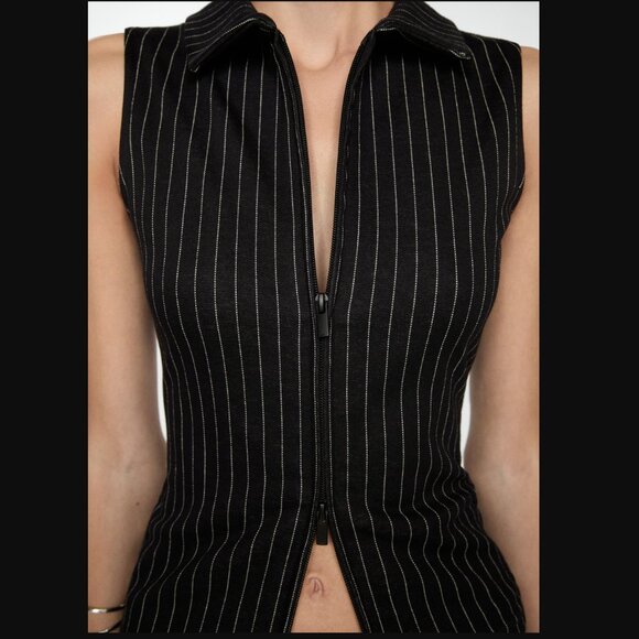 Mango Pinstripe Vest and Skort Matching Set - Picture 5 of 10